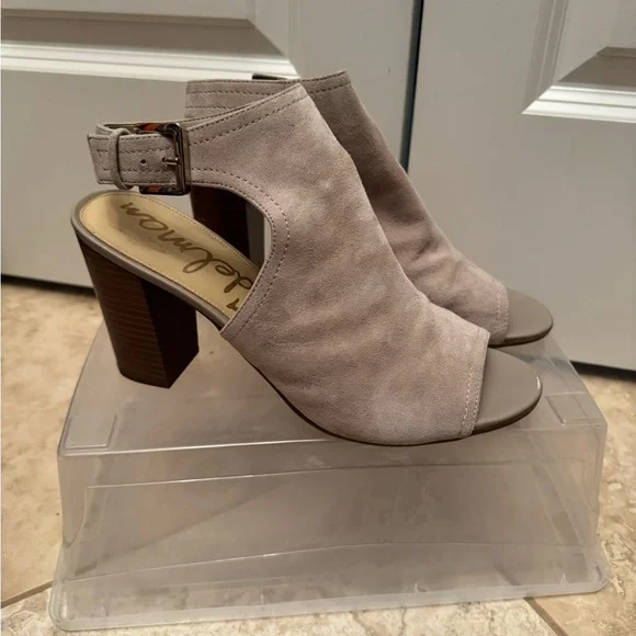 Sam Edelman grey suede open toe heels - Picture 6 of 7